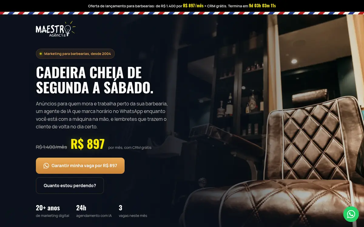 Landing page Barbearias